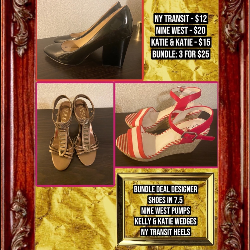 Designer shoes bundle deal. Size 7.5. 3 for $25.